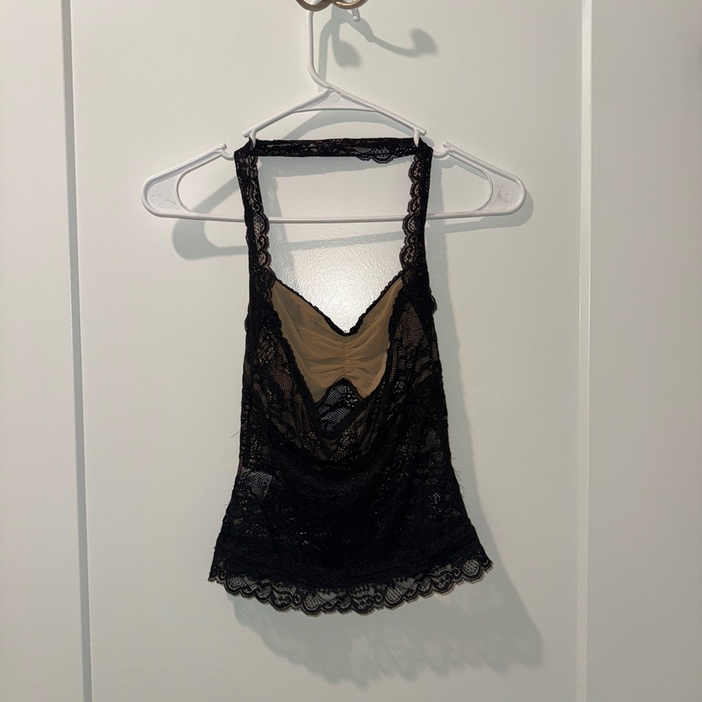 NWOT Princess Polly Fantasize Lace Halter Top Black - Picture 6 of 7